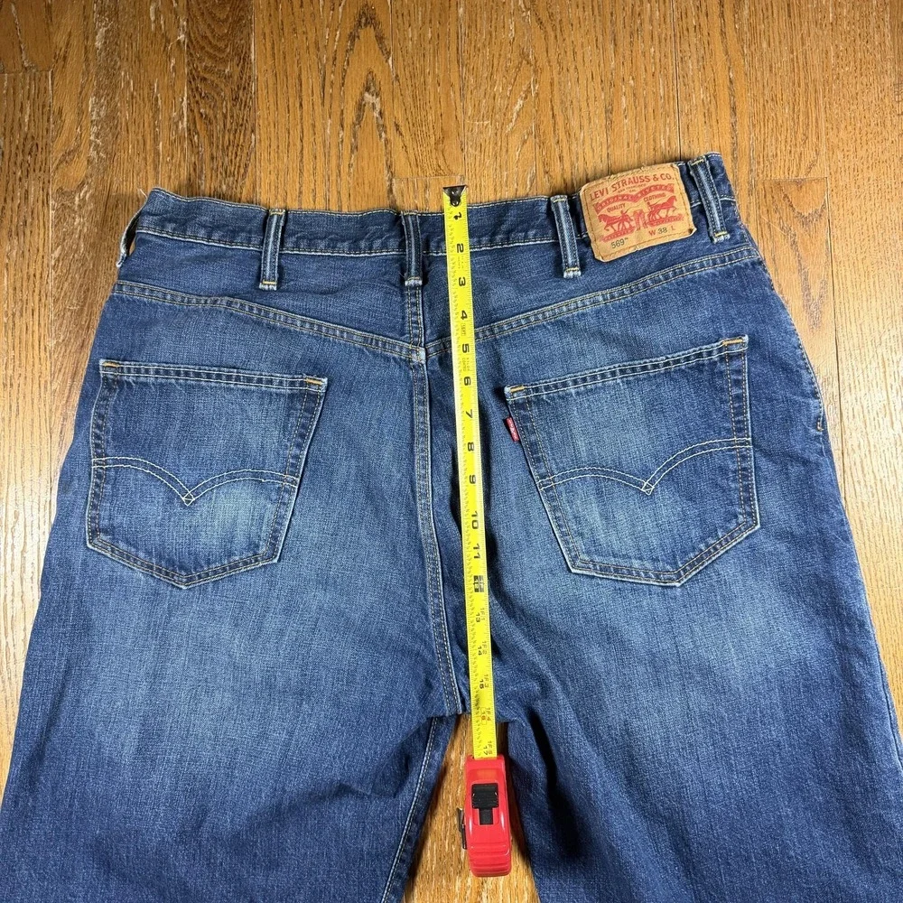 Levi's 569 Shorts Mens 38 Blue‎ Denim Jean Relaxed Fit Bermuda 5 Pocket Casual